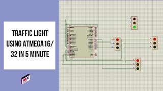 Traffic Light using ATmega16/32 | Proteus Simulation screenshot 4