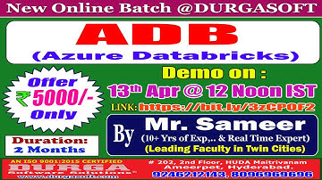 ADB (Azure Databricks) Online Training @ DURGASOFT