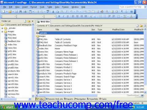 FrontPage Tutorial Opening Saved Web Pages Microsoft Training Lesson 2.7