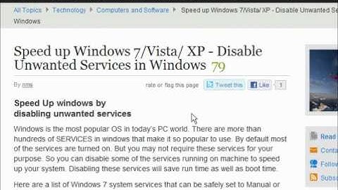 How I:  Speed Up Windows Vista