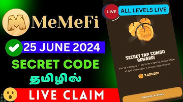 memefi secret combo 25 june | memefi secret tap combo | memefi secret tap combo all levels in tamil