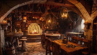 Tavern Music Fireside Crackling | Medieval Tavern Ambience for Sleep, Relaxation, Study, Focus