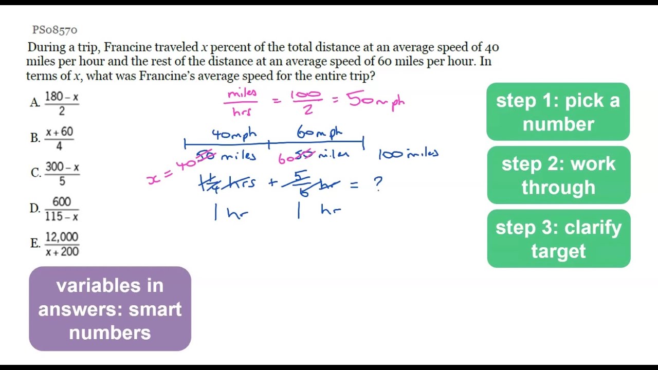 GMAT quant strategy - variables in answers: smart numbers - YouTube