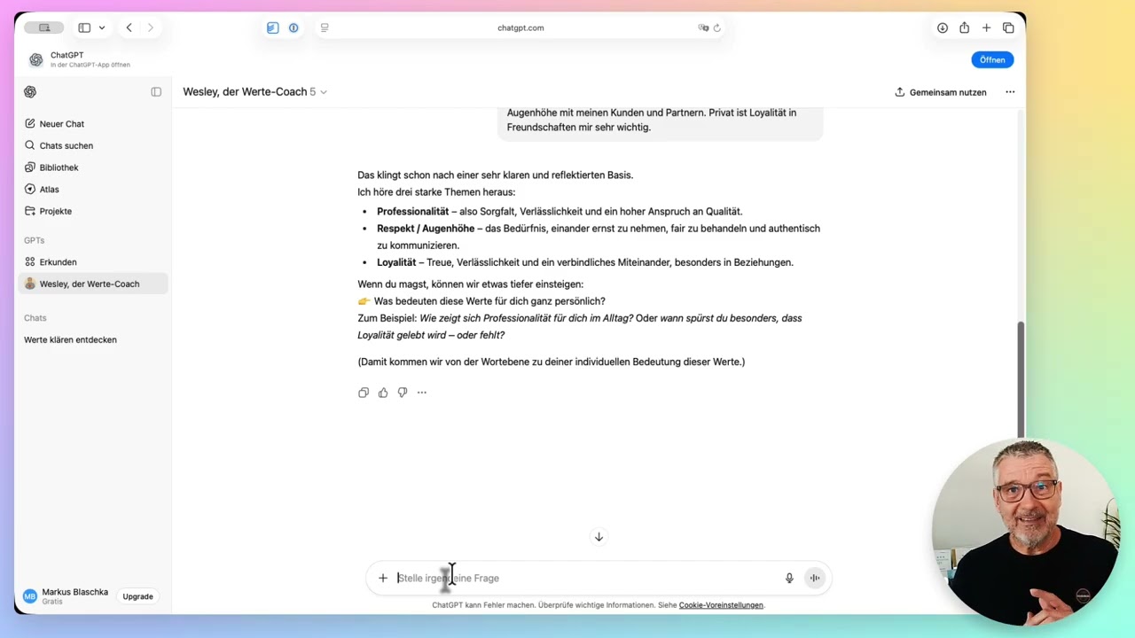 Werte klären mit KI: Live-Demo mit „Wesley“, dem Werte-Coach