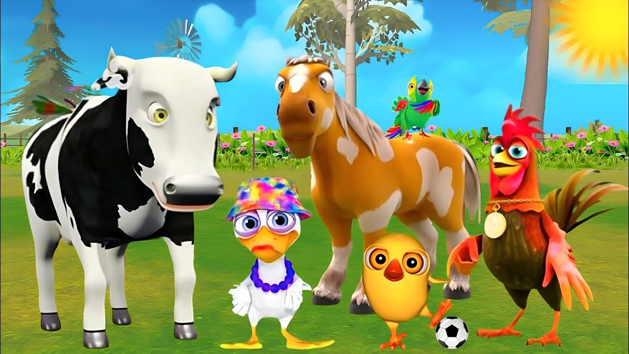 El pollito y el Tractor de la Granja Escapando del Toro y del Pollito la Granja de Zenón de la Vaca