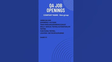 QA JOB OPENING FOR MANUAL and AUTOMATION TESTING #testing #education #automationtesting #selenium