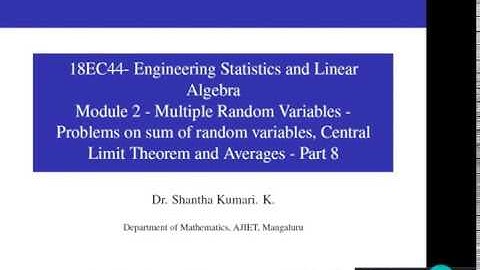 18EC44 - Module 2- Multiple Random Variables - Part 8- Class 12 | Dr. Shantha Kumari K