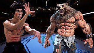 BRUCE LEE VS WILD BEAR 😱🔥😰*CRAZY WAR* (EA SPORTS UFC 4) UFC KNOCKOUTS | BRUCE LEE FIGHT | 8K UHD