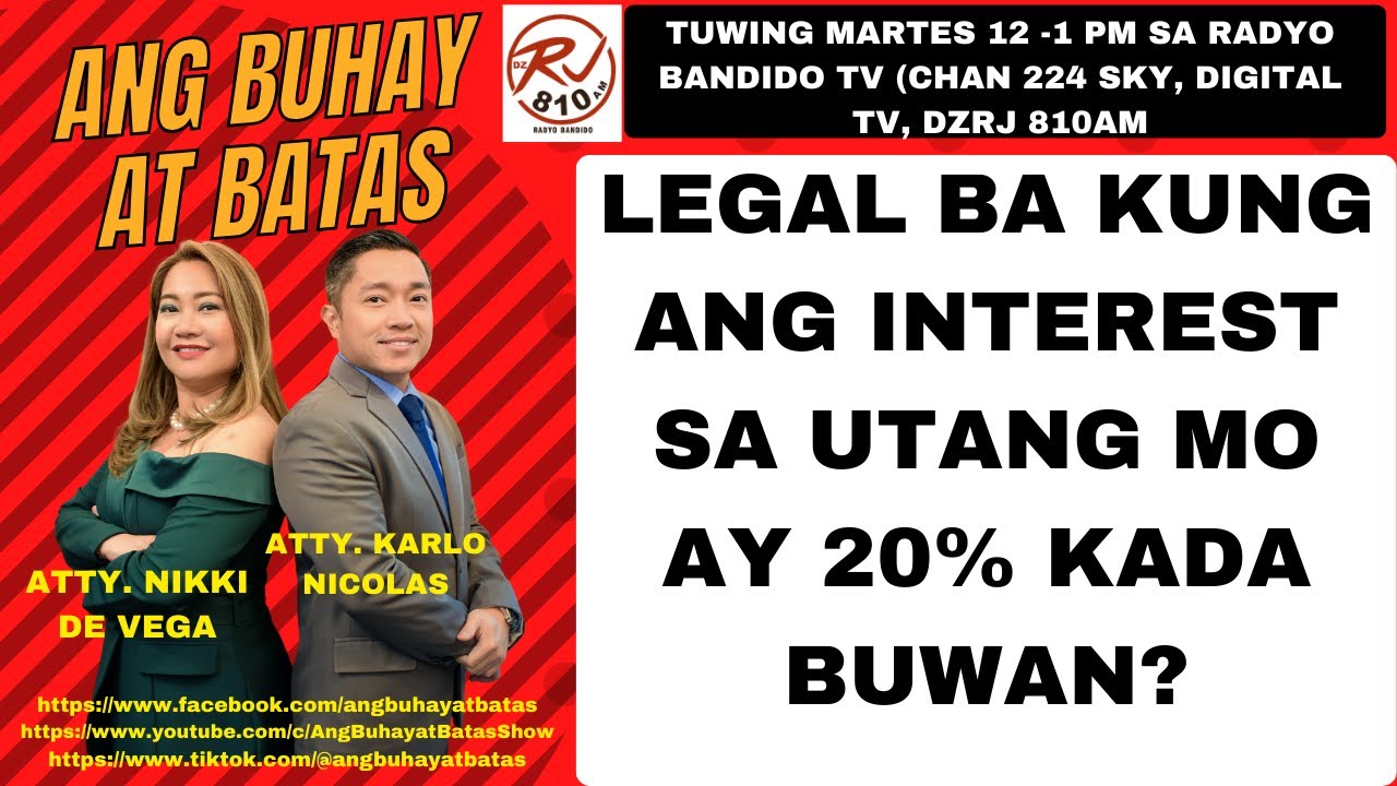 LEGAL BA KUNG ANG INTEREST SA UTANG MO AY 20% KADA BUWAN?