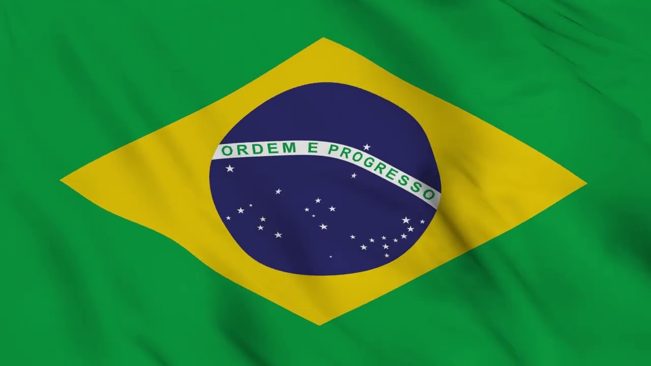 The BRAZIL Flag Waving in the wind - flag animation - motion background - Full HD By. Blonksong