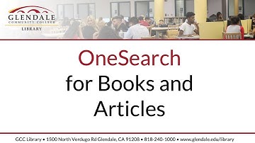 OneSearch for Books and Articles