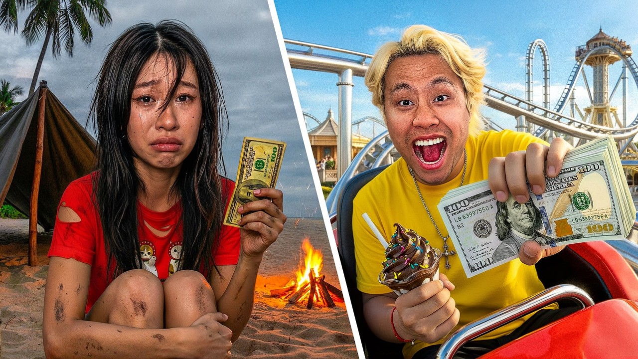 $100 vs $10,000 24 HOUR Vacation Challenge! (Brother Vs Sister)