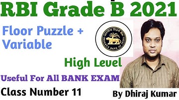 RBI Grade B Class No 11 II Floor Puzzle + Variable I By Dhiraj Kumar I Useful for All Bank
