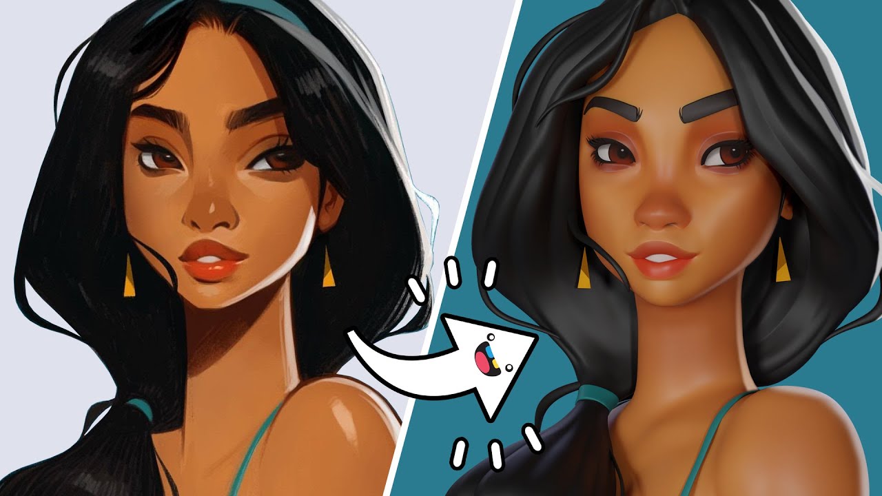 3D Character Time-lapse - Princess Jasmine 💎🧞🐯