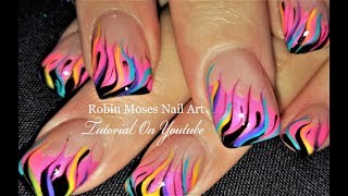 No Water Needed - Pink Fire Nails! DIY Drag Marble nail art Tutorial