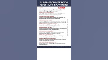 Supervisor Interview Questions and Answers