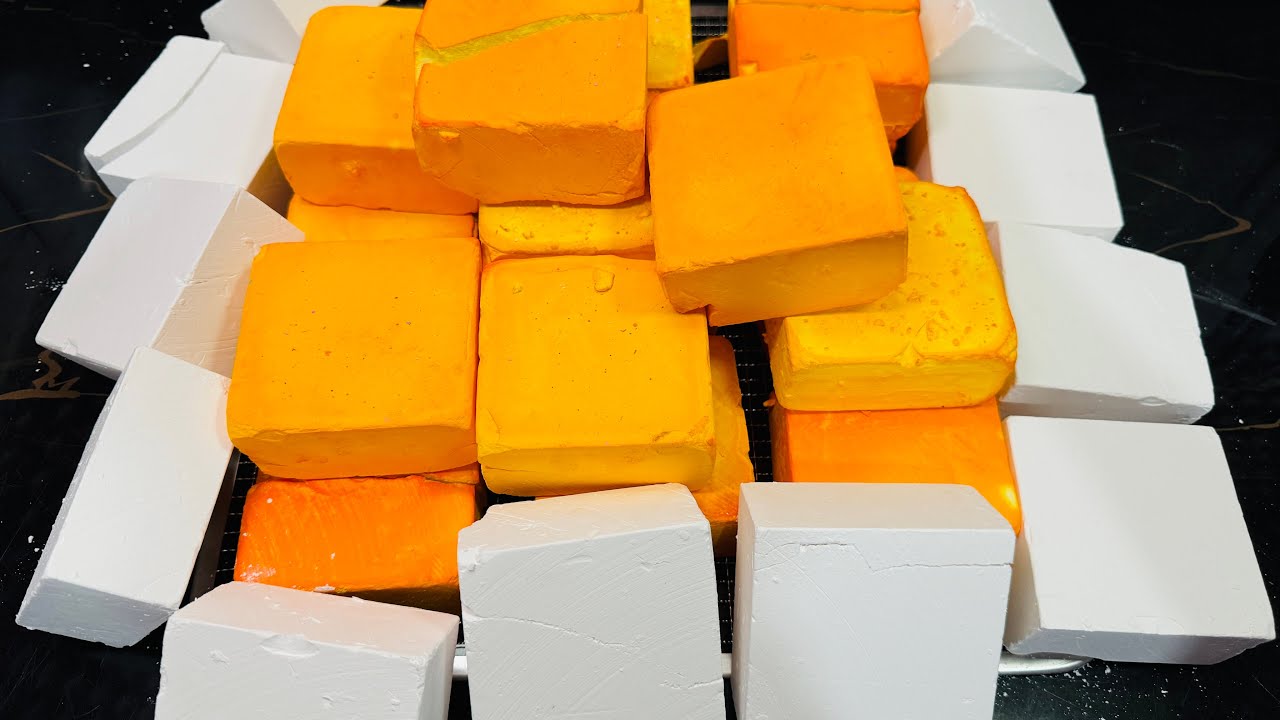 Soft Crispy Yellow Dyed Gym Chalk ASMR Crush | Satisfying Crush ASMR ...