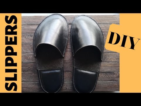 Video: Slippers for men made of woolen and cotton fabric with leather - Slippers for home and summer cottage - Great gift, HAPPY FEET