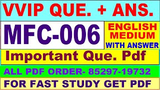 Mfc 006 Important Questions With Answer In English  Mfc 006 Previous Year Question Paper