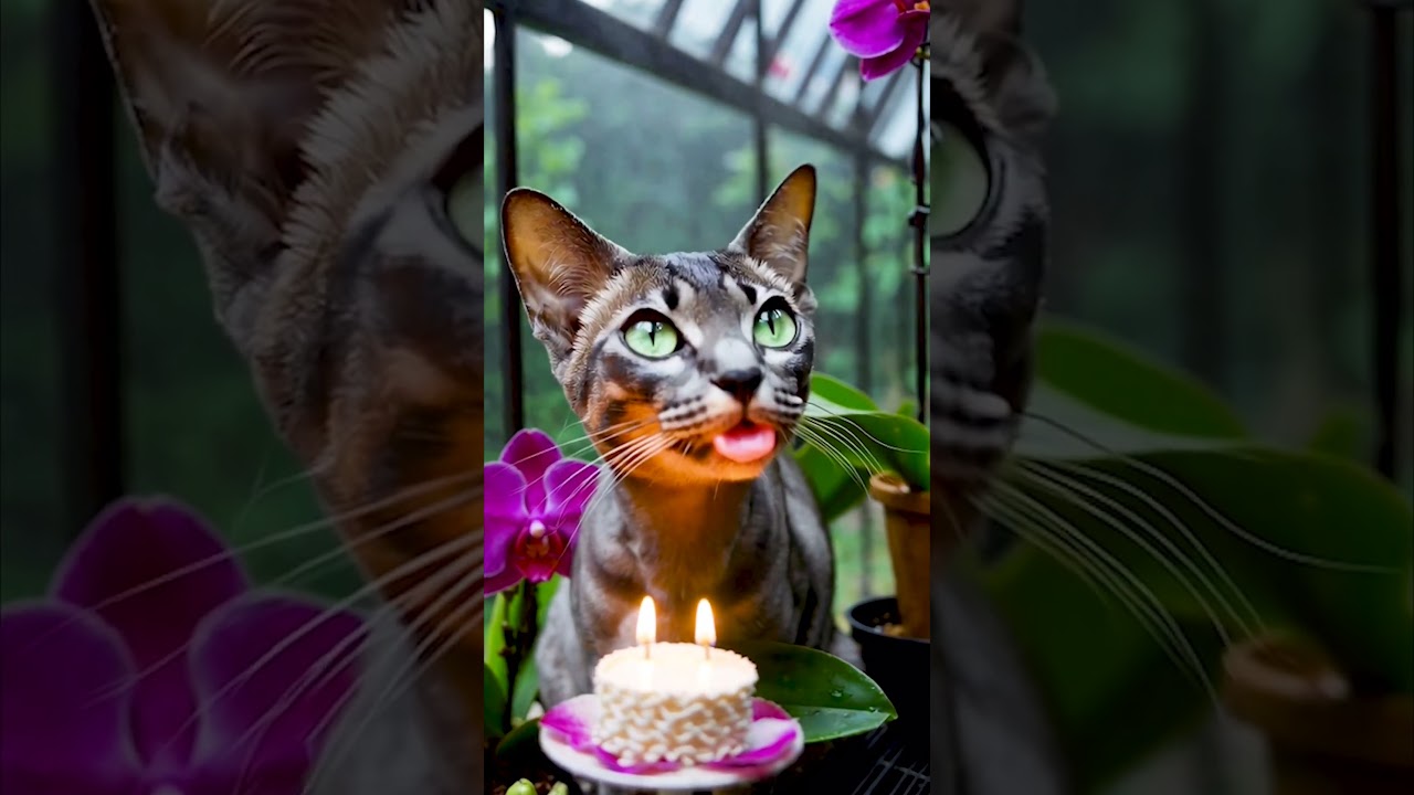 Elegant Cat's Greenhouse Birthday! 🌿🎂 
