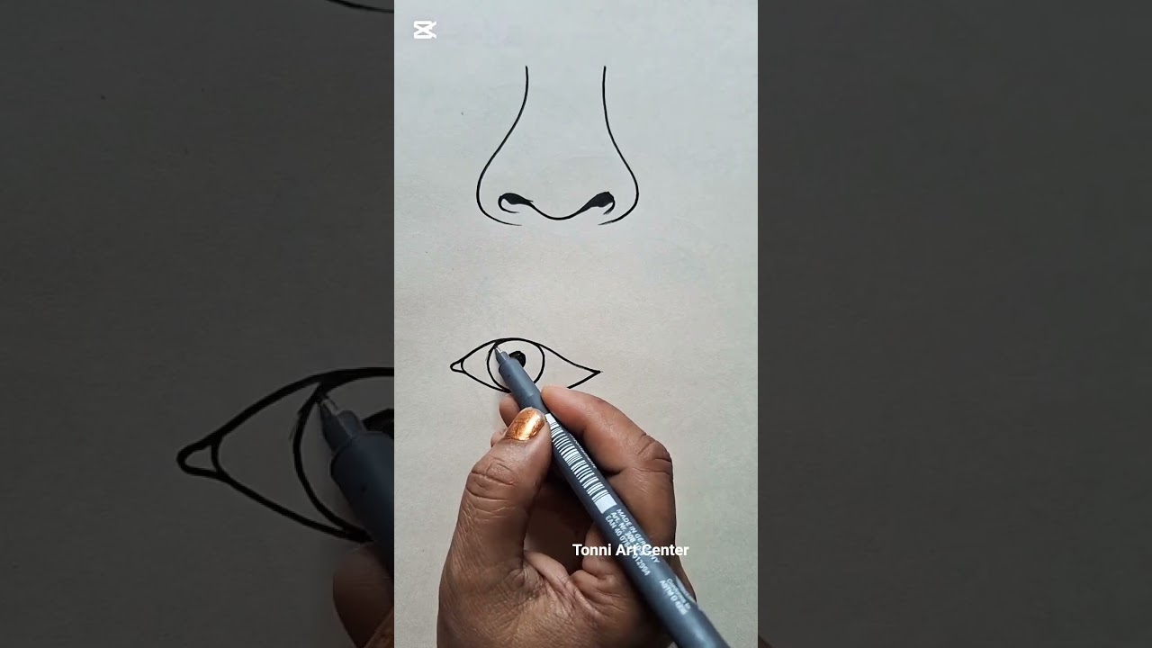 How to draw the nose,  Eye, lips? easy # shorts # pen Line drawing.  very simple # sweet.