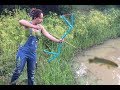 Amazing Girl Use PVC Pipe Compound bow fishing To Shoot fish-Amazing Fishing in Cambodia