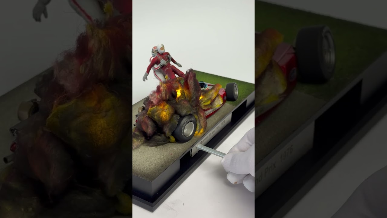 Diorama Ferrari 312 T2 Lauda crash &acute;76 | Tibormodel.com #modelcar #collectables #formula1 #nikilauda