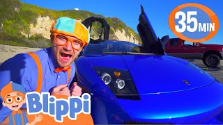 blippi drives a lamborghini and learns about sports cars best of blippi toys