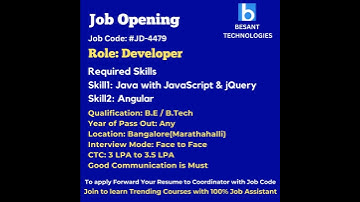 Java Full Stack Job Openings in Bangalore | Placements | Jobs | Besant Technologies Job updates