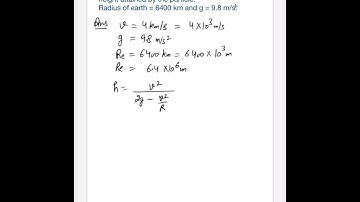 Gravitation class 11 numerical A particle is projected from the surface of the earth with an initial