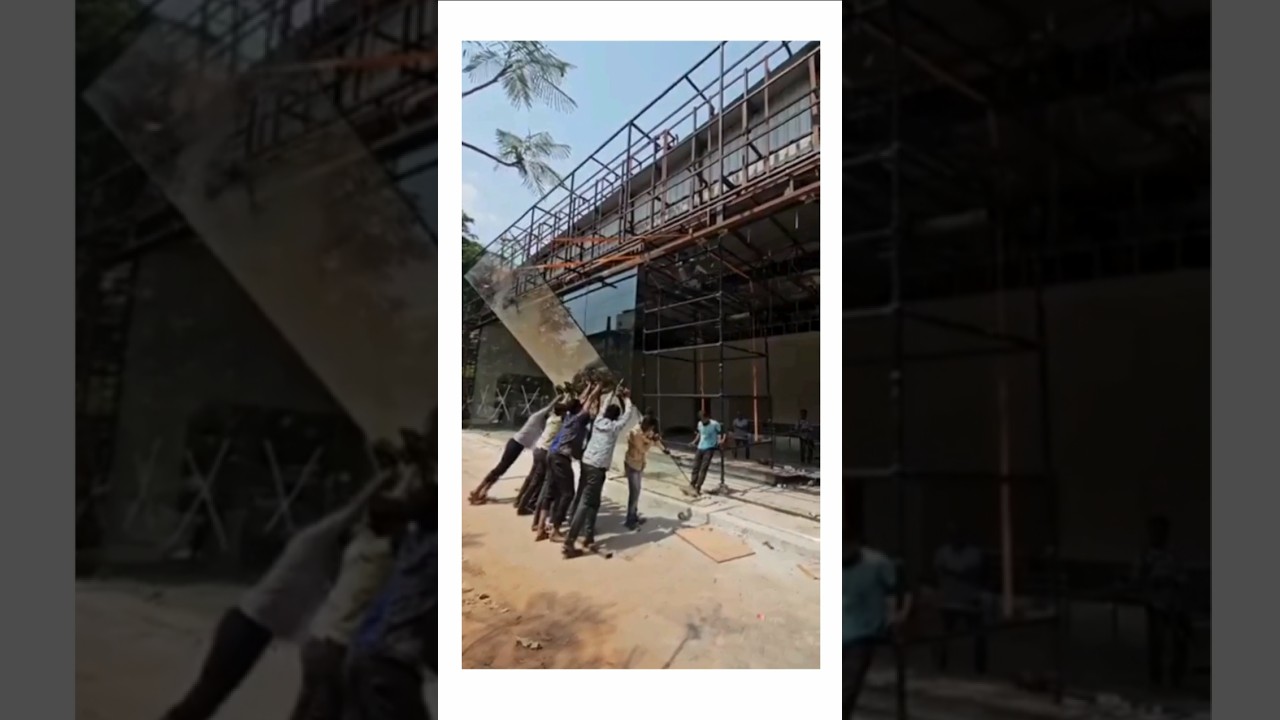 🏗️ Installing a Massive Glass Panel – Watch the Process! 🏢✨