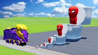 Toilet Spiderman vs Lightning Mcqueen vs TrainThanos | BeamNG