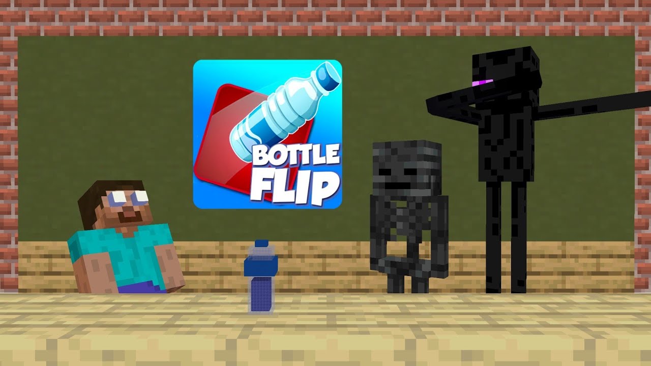 Monster school Bottle flip challenge Minecraft Animation YouTube