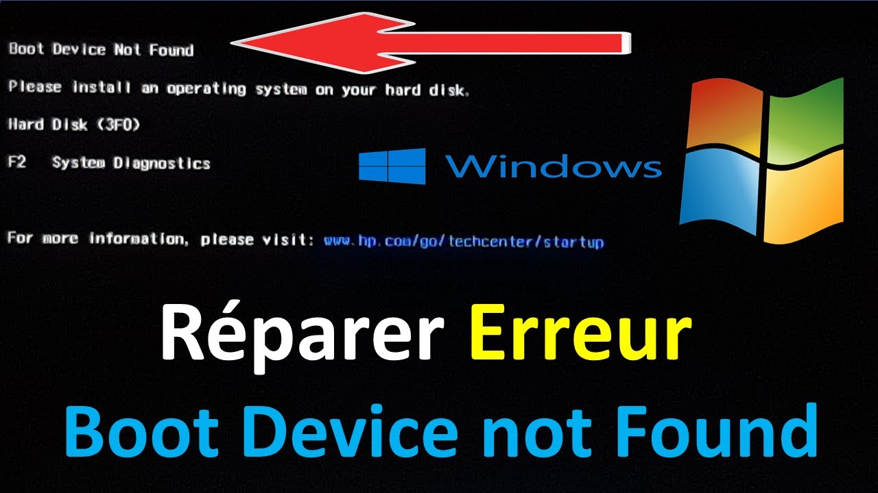 REPARER ERREUR DE DEMARRAGE BOOT DEVICE NOT FOUND