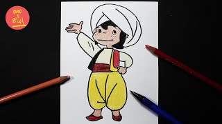 رسم سهل | كيف ترسم سندباد بالرصاص | تعليم الرسم للمبتدئين