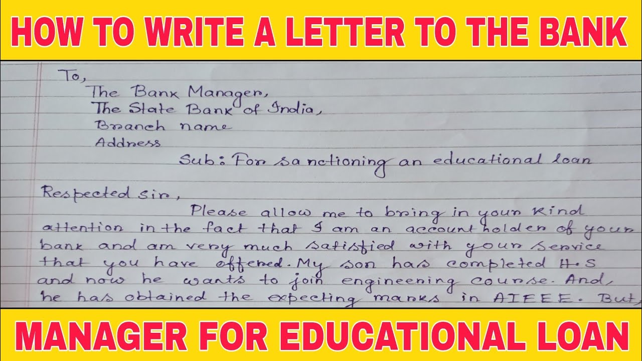 request letter format for bank education loan