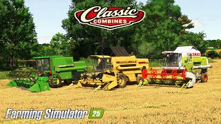 Celebrity Three Classic Old School Combines In Action ! | FS25 Wealth