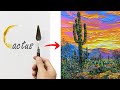 How to Paint Desert Cactus Landscape using a Palette Knife / Acrylic Painting