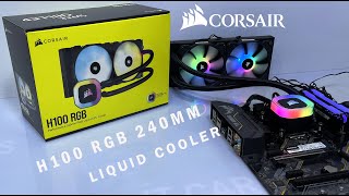 CORSAIR H100 RGB 240 LIQUID COOLER UNBOX INSTALL TEST