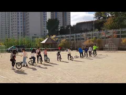 용소초등학교 키성장 외발자전거 제자리탑승 연습