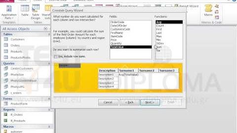 Create a new crosstab query named mymap based on the r_orders query that will display the...