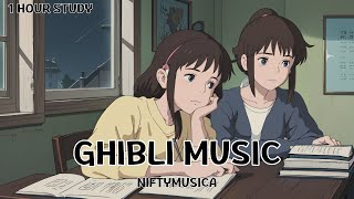 [ 1 HOUR ] 👒Ghibli Music With Study / [1시간] 👒 지브리 노래 밤에 차분히 듣는 피아노 음악