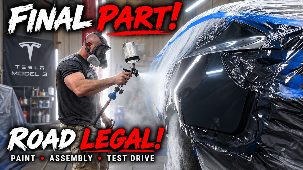 Finishing My Copart Tesla Model 3 Rebuild! Paint, Assembly & Test Drive
