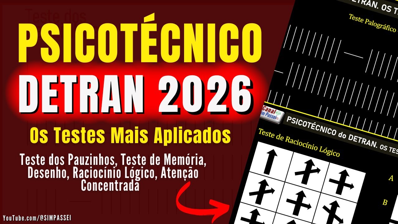 PSICOTECNICO do DETRAN 2026. AVALIAÇÃO PSICOLÓGICA DETRAN 2026. Teste de atenção. Exame psicológico.
