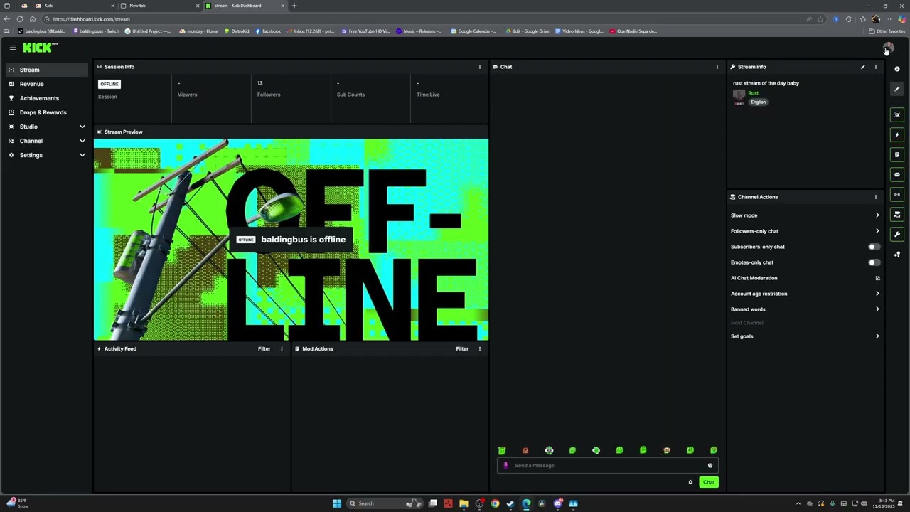 Как изменить название трансляции в Kick