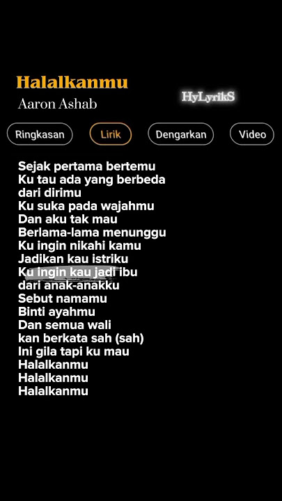 Lirik Lagu Halalkanmu-Aaron Ashab 🎶 #songlyrics #halalkanmu #viraltiktok #shorts