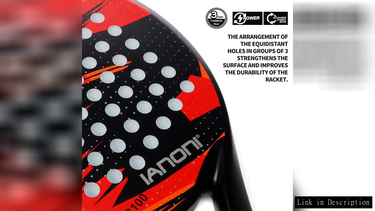 IANONI Padel Racket Carbon Fiber Surface with EVA Memory Flex Foam Core Padel Tennis Racquets Lightw