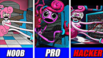 Pixel art (noob vs pro vs hacker) minecraft in poppy playtime 2 mommy long legs vs shredder