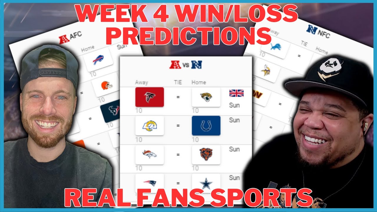 Nfl Week 4 Win Percentage Predictions Nfl Week 4 Win Percentage Predictions