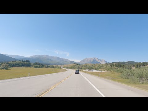 Pincher Creek Alberta Canada to Crowsnest Pass Area. Smooth Driving Highway Tour.